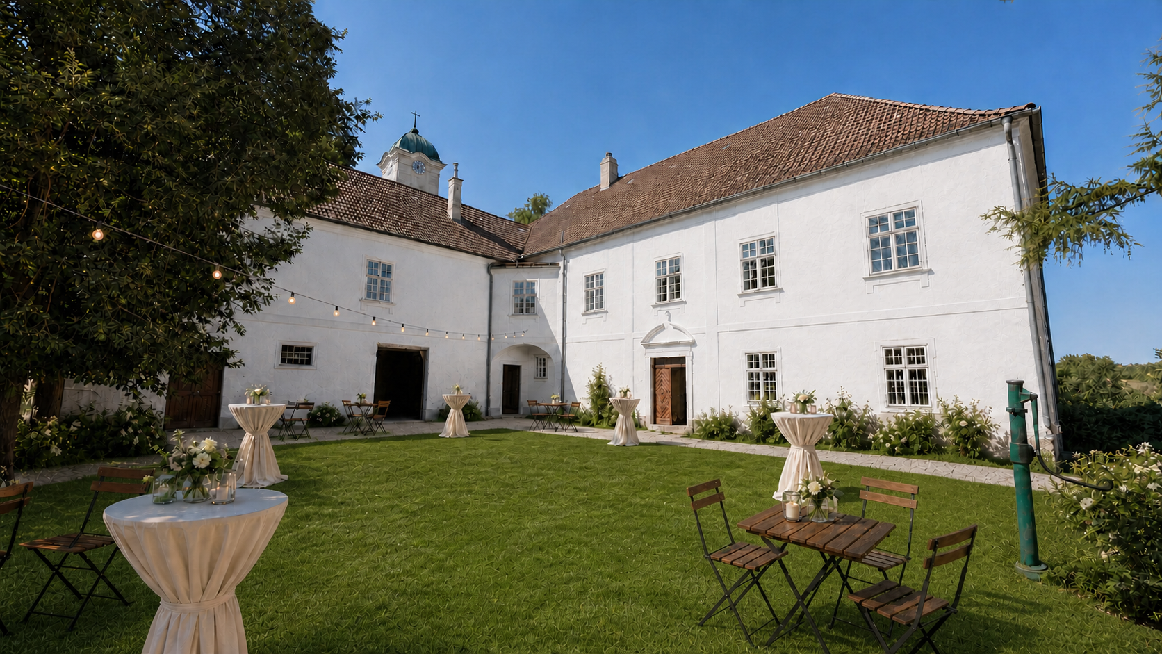 Visualisierung des weitläufigen Pfarrgartens am historischen Pfarrhof